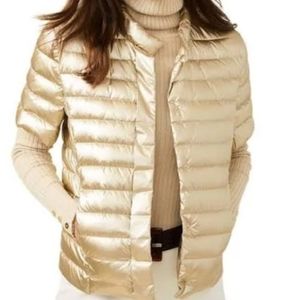 NWT! J. McLaughlin Light Gold Metallic S/Sleeve Puffer Jacket•Small